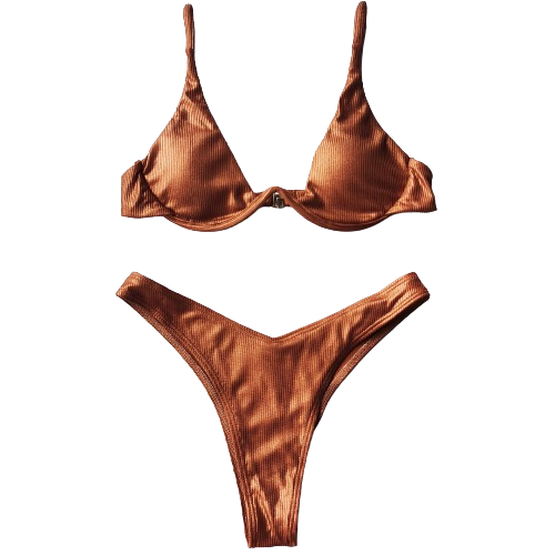 Brown Two Piece Swimsuit