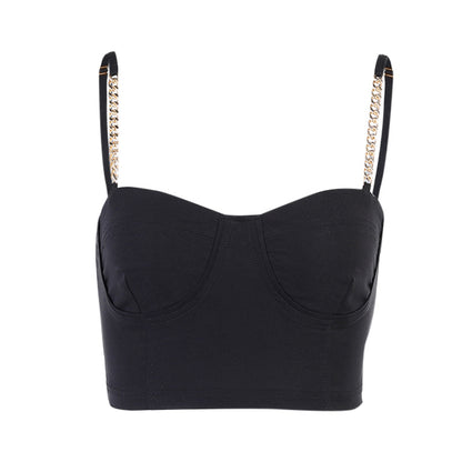 Top With Chain Shoulder Straps