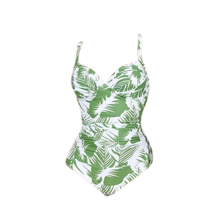 Green Patterned Curvy Swimsuit