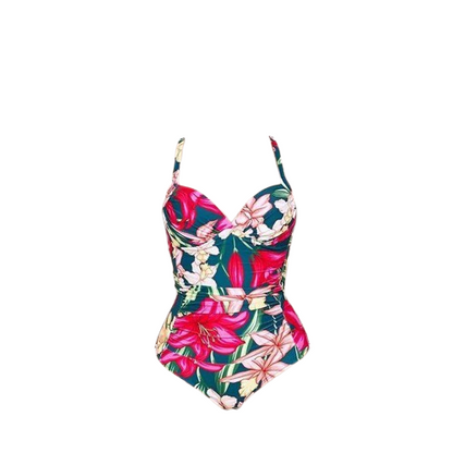 Flower Patterned Curvy Swimsuit